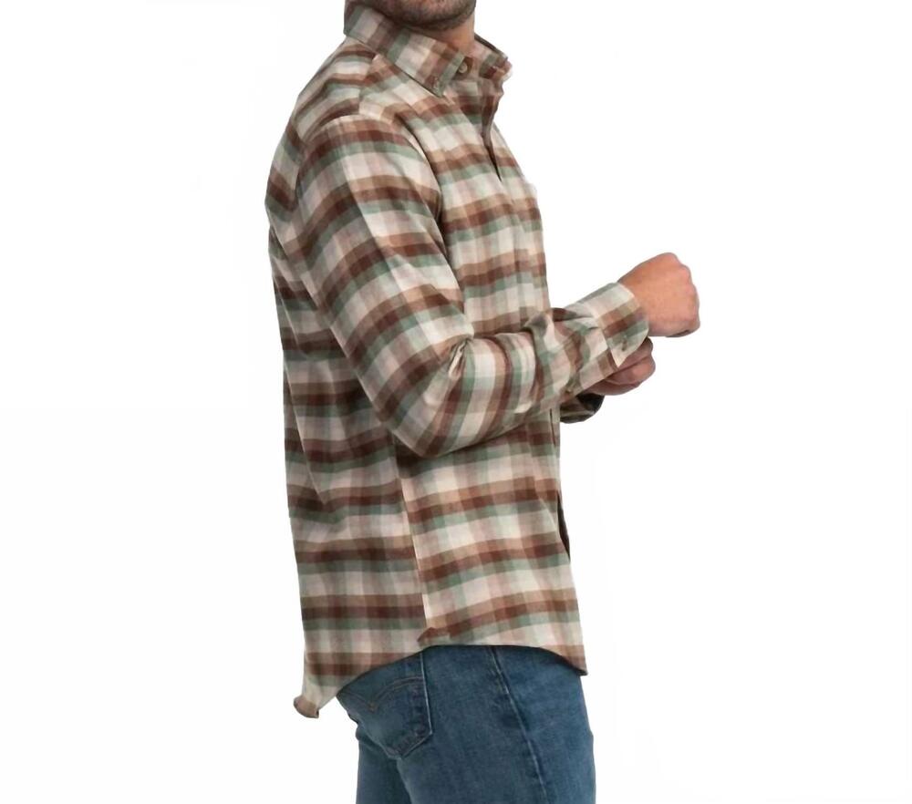 NEW SOUTHERN SHIRT COMPANY harding flannel long sleeve button down shirt in brow